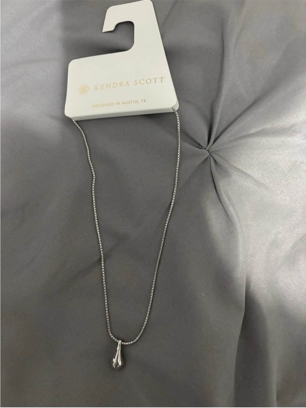 Kendra Scott Silver Slim Chain Necklace with Teardrop Accent